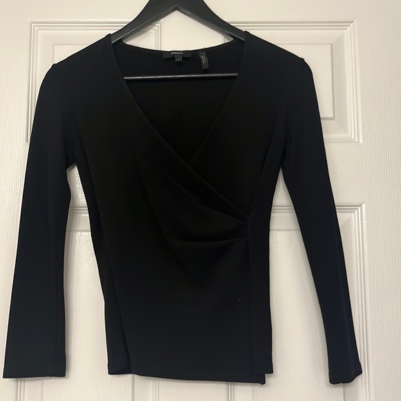 Theory black criss cross shirt - Picture 1 of 3